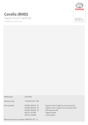 Toyota PZ490-00334-0 Serie Installationsanleitung