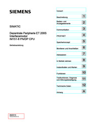Siemens IM151-8 PN/DP CPU Betriebsanleitung