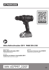Parkside PABS 20-Li G8 Originalbetriebsanleitung