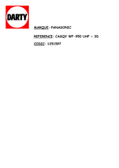 Panasonic RP-WF950 Bedienungsanleitung