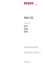 Pfaff Industrial P40 CD Parameterlisten
