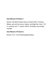 Kärcher WD 1 Compact Battery Set Bedienungsanleitung