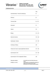 Uwt Vibranivo VN 1000 Serie Geräteinformation, Betriebsanleitung