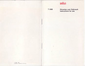 Braun T 1000 Hinweise Zum Gebrauch