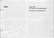 Braun Audio 400 Hinweise Zum Gebrauch