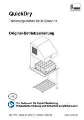 Meiko QuickDry Originalbetriebsanleitung