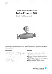 Endress+Hauser Proline Promass I 100 Technische Information
