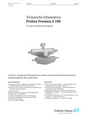 Endress+Hauser Proline Promass S 100 Technische Information