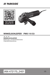 Parkside PWS 115 C3 Bedienungs- Und Sicherheitshinweise Originalbetriebsanleitung