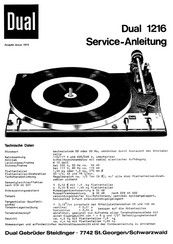 Dual 1216 Serviceanleitung