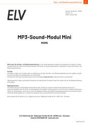 elv MSM5 Bau- Und Bedienungsanleitung