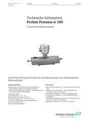 Endress+Hauser Proline Promass A 100 Technische Information