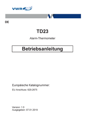 Vwr TD23 Betriebsanleitung