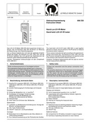 Leybold LUX-UV-IR Gebrauchsanweisung