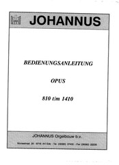 Johannus OPUS 1105 Bedienungsanleitung