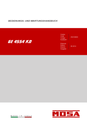 Mosa GE 4554 KD Bedienungs- Und Wartungshandbuch