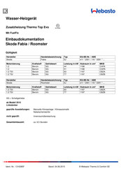 Webasto Thermo Top Evo Einbaudokumentation