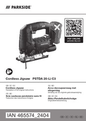 Parkside PSTDA 20-Li C3 Originalbetriebsanleitung