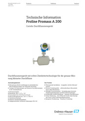 Endress+Hauser Proline Promass A 200 Technische Information