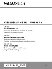 Parkside PWBM A1 Bedienungs- Und Sicherheitshinweise
