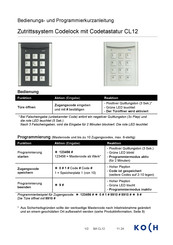 Koch CL12 Bedienungs- Und Programmierkurzanleitung