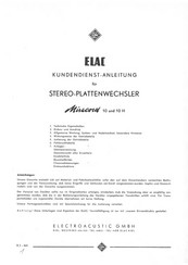 ELAC Miracord 10 H Anleitung