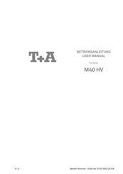 T+A HV Serie Betriebsanleitung