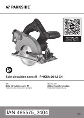 Parkside PHKSA 20-Li C4 Originalbetriebsanleitung