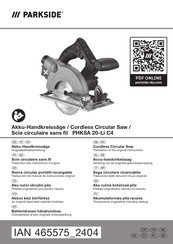 Parkside PHKSA 20-Li C4 Originalbetriebsanleitung