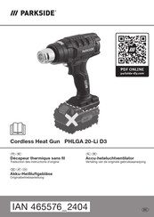 Parkside PHLGA 20-Li D3 Originalbetriebsanleitung