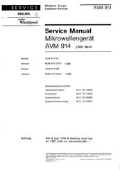Whirlpool AVM 914 Serviceanleitung