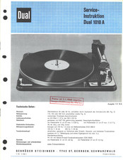 Dual 1010 A Service-Instruktion