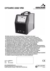 Oerlikon CITOARC 2200 VRD Betriebs-Wartungs Und Sicherheitsanleitung