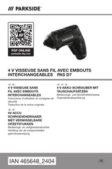 Parkside 465648 2404 Bedienungs- Und Sicherheitshinweise Originalbetriebsanleitung