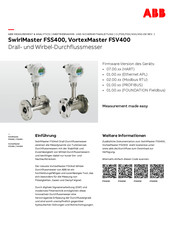 ABB VortexMaster FSV400 Inbetriebnahme- Und Anleitung