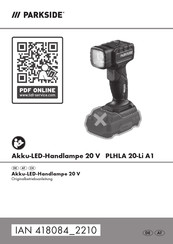 Parkside PLHLA 20-Li A1 Originalbetriebsanleitung