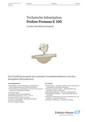 Endress+Hauser Proline Promag E 100 Technische Information