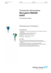 Endress+Hauser Micropilot FMR60B HART Technische Information