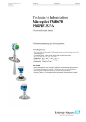 Endress+Hauser Micropilot FMR67B PROFIBUS PA Technische Information