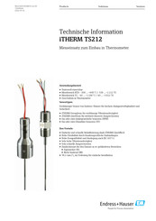 Endress+Hauser iTHERM TS212 Technische Information