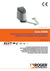 Roger Technology AYRON Serie Anweisungen Und Hinweise Für Den Installateur