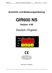 Greisinger GIR600 NS Anschluß- Und Bedienungsanleitung