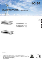 Haier AD140S2SM8FA Bedienungsanleitung Und Installationshandbuch