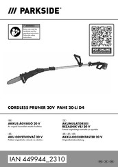 Parkside PAHE 20-Li D4 Originalbetriebsanleitung