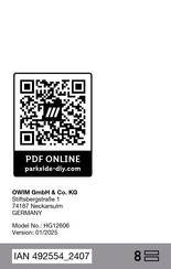 Parkside 492554 2407 Bedienungs- Und Sicherheitshinweise