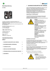 Ebm-Papst 3314 NNU Betriebsanleitung