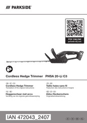 Parkside PHSA 20-Li C3 Originalbetriebsanleitung