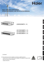 Haier AD140S2SM8FAH Bedienungsanleitung Und Installationsanleitung