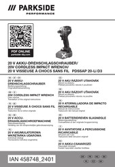 Parkside Performance 458748 2401 Bedienungsanleitung Und Originalbetriebsanleitung