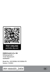 Parkside 466420 2404 Bedienungs- Und Sicherheitshinweise